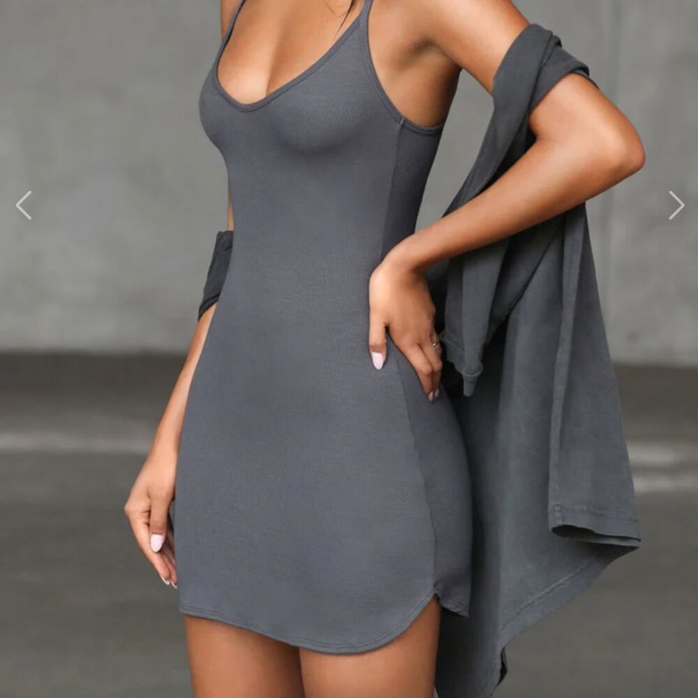 JOAH BROWN Slip Dress in SOLD OUT Smoke Rib